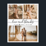 Budget Photo Collage Wedding Thank You Flyer<br><div class="desc">Budget, Modern, Elegant, Hand Lettered Wedding (3) Three Photo Collage Thank You personalized affordable low budget flyer. Stylish wedding thank you template featuring three photo on the front and one photo on the back. With the text "Love and thanks" in a swirly hand lettered typography script font with swashes in...</div>