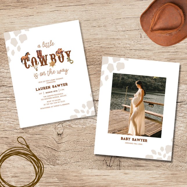 Budget Photo Cowboy Boy Baby Shower Invitation Flyer (Creator Uploaded)