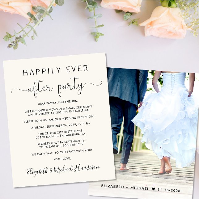 Budget Photo Cream Wedding Reception Invitation (Your love story deserves a grand celebration!)
