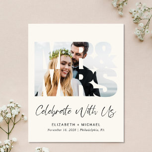 Budget Photo Cream Wedding Reception Invitation