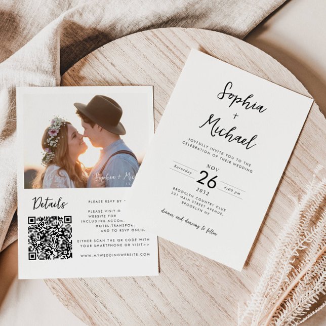 Budget Photo Details QR Website Wedding Invitation (Creator Uploaded)
