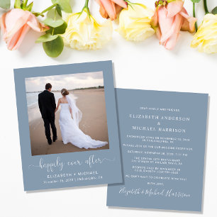 Budget Photo Dusty Blue Wedding Reception Invite