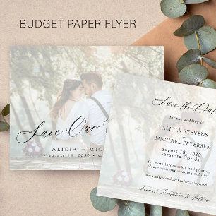Budget photo elegant script wedding save the date flyer