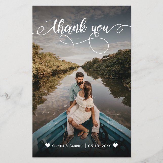 Budget Photo Elegant Wedding Thank You Script Card (Front)