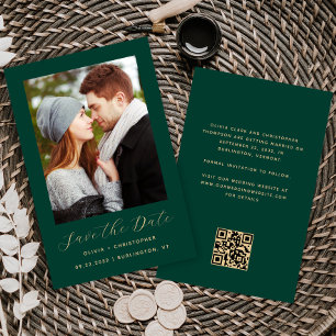 Budget Photo Emerald Gold QR Save the Date