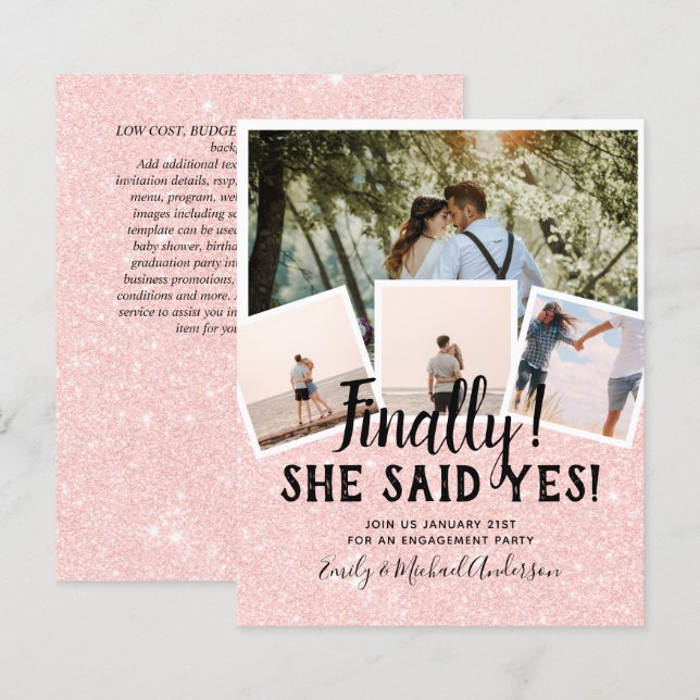 BUDGET PHOTO Engaged Wedding INVITE Announcement (Front/Back)