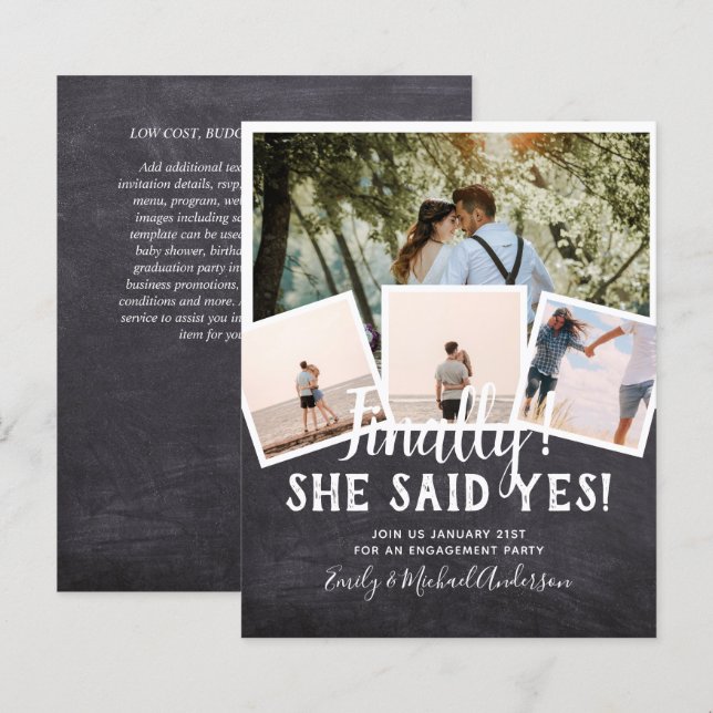 BUDGET PHOTO Engaged Wedding INVITE Announcement (Front/Back)