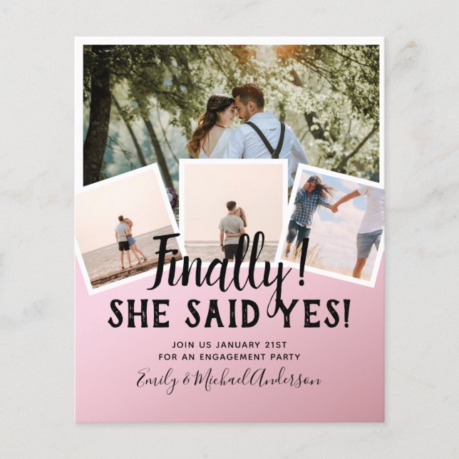 BUDGET PHOTO Engaged Wedding INVITE Announcement Flyer (Front)