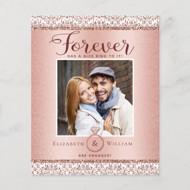 Budget Photo Engagement Announcement Rose Gold (Front)