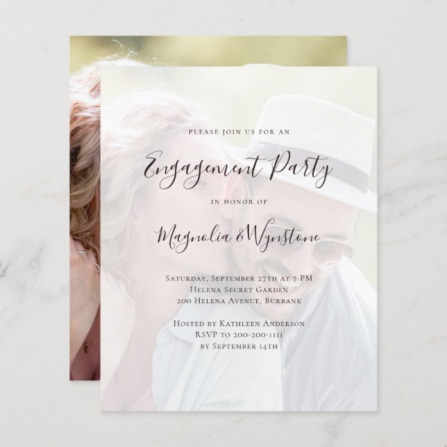 Budget Photo Engagement Party Invitation (Front/Back)