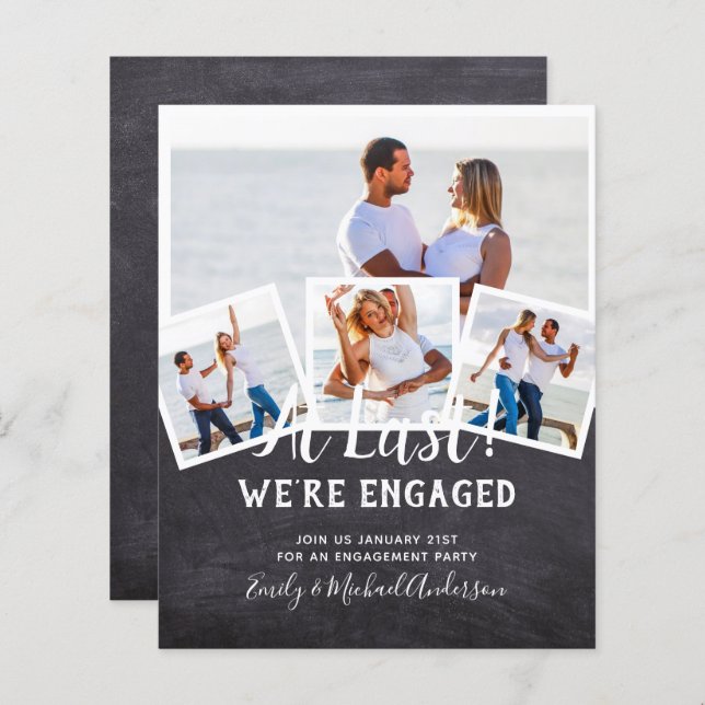 BUDGET PHOTO ENGAGEMENT QUOTE INVITES - ANY COLOR (Front/Back)