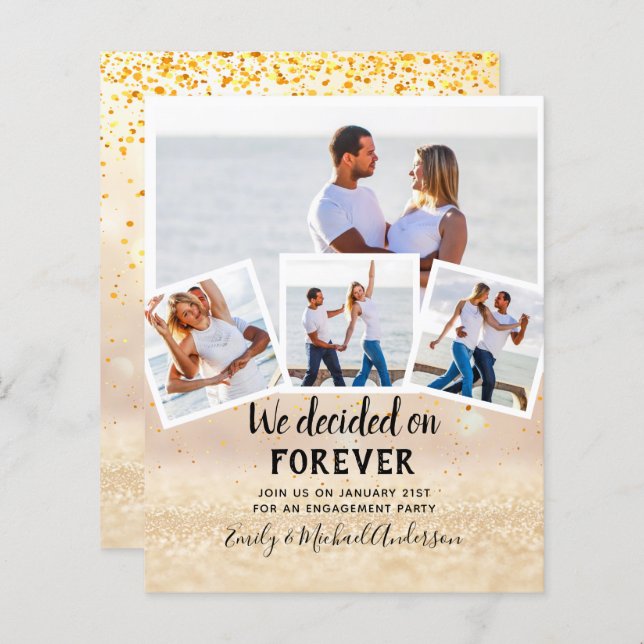 BUDGET PHOTO ENGAGEMENT QUOTE INVITES - ANY COLOR (Front/Back)