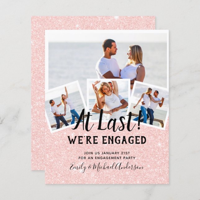 BUDGET PHOTO ENGAGEMENT QUOTE INVITES - ANY COLOR (Front/Back)