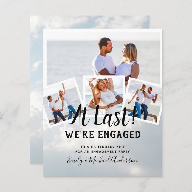 BUDGET PHOTO ENGAGEMENT QUOTE INVITES - ANY COLOR (Front/Back)