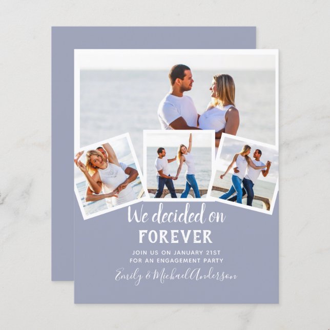 BUDGET PHOTO ENGAGEMENT QUOTE INVITES - ANY COLOR (Front/Back)