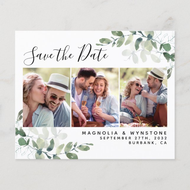 Budget Photo Eucalyptus Wedding Save the Date (Front)