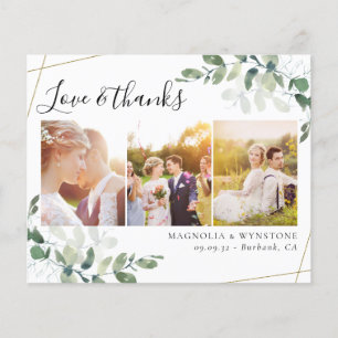Budget Photo Eucalyptus Wedding Thank You Card