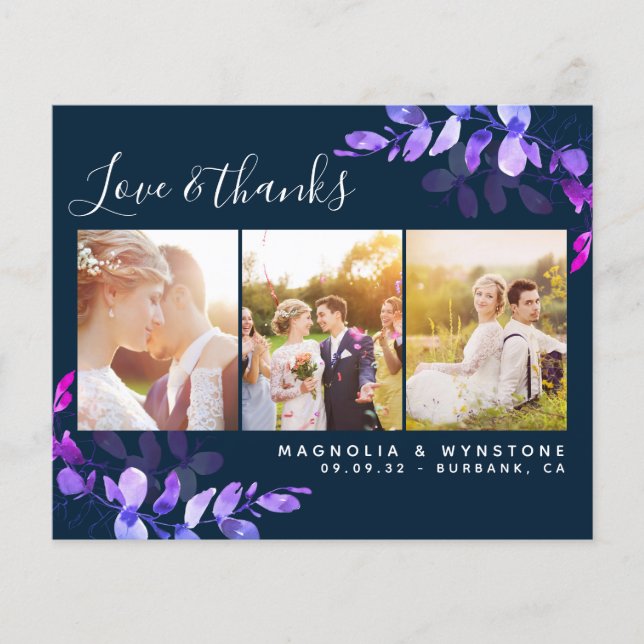 Budget Photo Eucalyptus Wedding Thank You Card (Front)