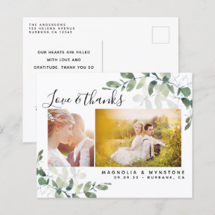 Budget Photo Eucalyptus Wedding Thank You Postcard
