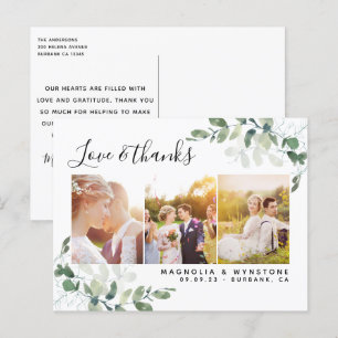 Budget Photo Eucalyptus Wedding Thank You Postcard