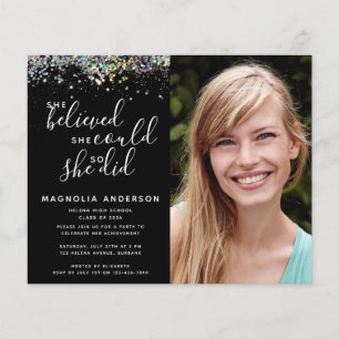 BUDGET Photo Glitter Graduation Invitation