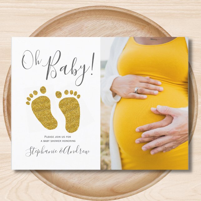 Budget Photo Gold Glitter Baby Shower Invitation (Creator Uploaded)
