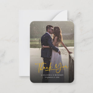 Budget Photo Gold Hand-Lettered Wedding Thank You Card
