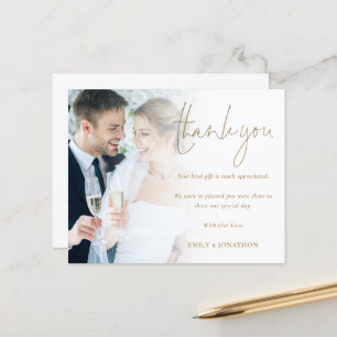 Budget Photo Gold Script Wedding Thank You