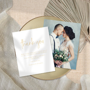 Budget Photo Gold Script Wedding Thank You