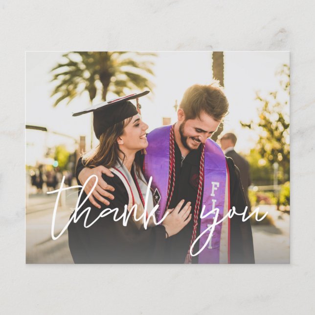 Budget Photo Graduation Hat Chalkboard Thank You Flyer (Front)