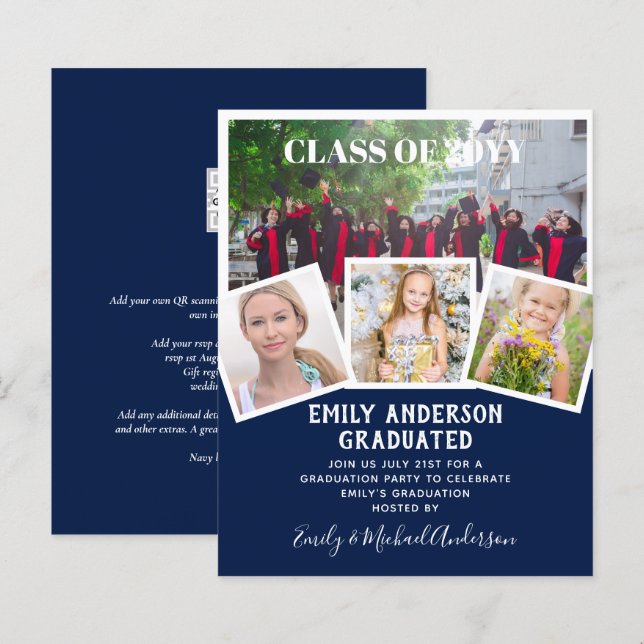 BUDGET Photo GRADUATION Invite Announcement ThankU (Front/Back)