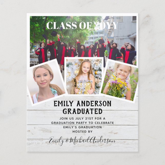 BUDGET Photo GRADUATION Invite Announcement ThankU Flyer (Front)