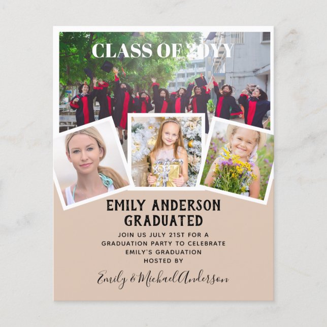 BUDGET Photo GRADUATION Invite Announcement ThankU Flyer (Front)