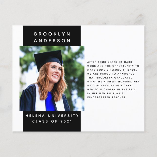 BUDGET Photo Graduation Message Announcement (Front)