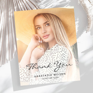 Budget Photo Grey Script Graduation Thank You Card