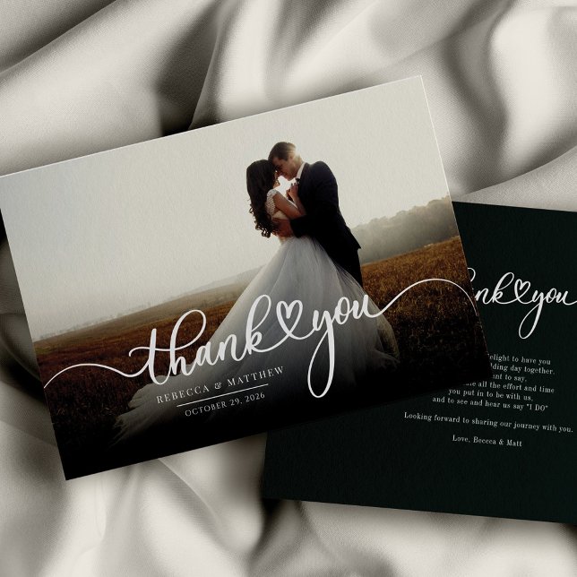 Budget Photo Hand-Lettered Wedding Thank You Card (Creator Uploaded)
