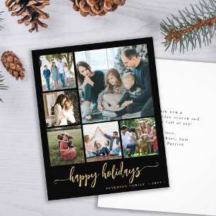 Budget photo happy holidays black greeting Card