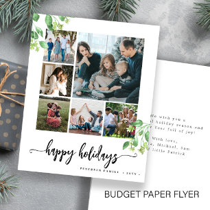 Budget photo happy holidays greenery greeting Card