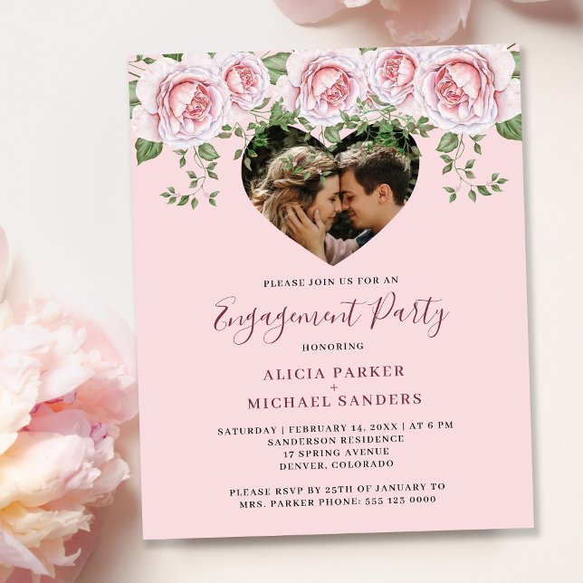 Budget photo heart engagement party Invitation (Creator Uploaded)