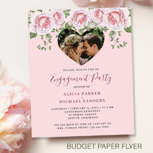 Budget photo heart engagement party Invitation Flyer