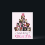 Budget Photo Merry Christmas Pink Christmas Postcard<br><div class="desc">Cute pink & purple Christmas tree made with your own choice of personal photos make this budget holiday postcard perfect for your friends & family. “Merry Christmas” fancy script & typography in coordinating colours of photo frames. Pretty festive pink glitter star on top of this photo tree finishes off this...</div>