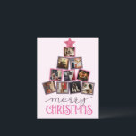 Budget Photo Merry Christmas Pink Christmas Postcard<br><div class="desc">Cute pink & purple Christmas tree made with your own choice of personal photos make this budget holiday postcard perfect for your friends & family. “Merry Christmas” fancy script & typography in coordinating colours of photo frames. Pretty festive pink glitter star on top of this photo tree finishes off this...</div>