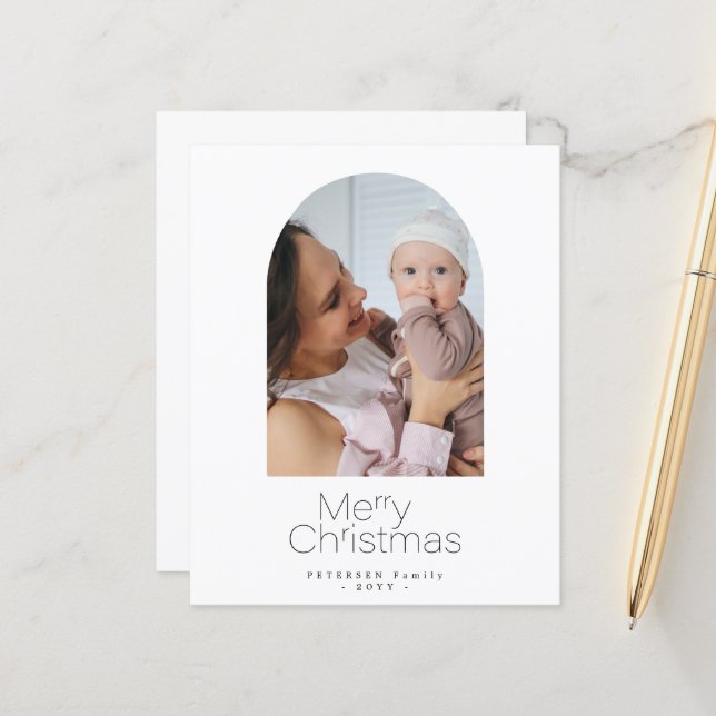 Budget photo minimalist Christmas Holiday Card (Front/Back In Situ)
