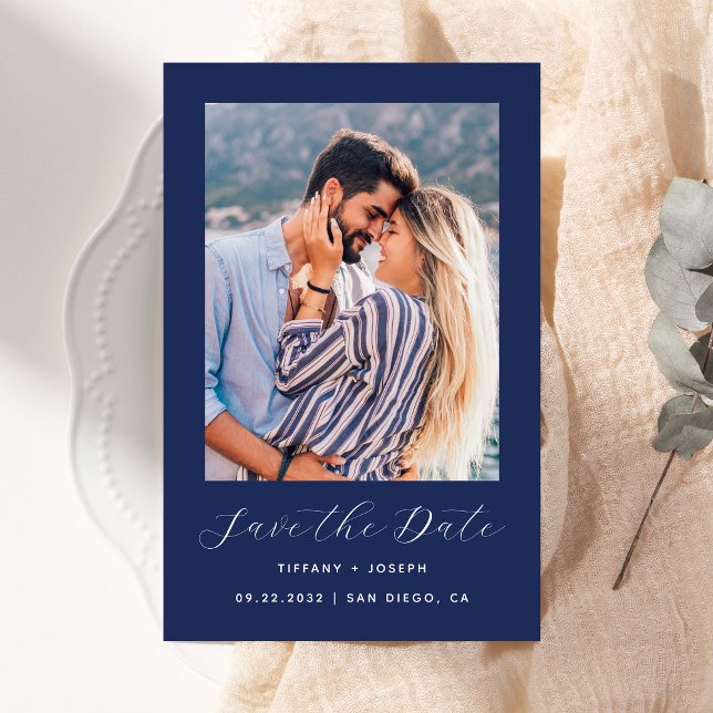 Budget Photo Navy Blue Save the Date (Creator Uploaded)