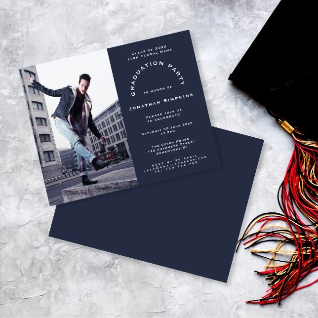 Budget Photo Navy Graduation Party Invitation (Creator Uploaded)