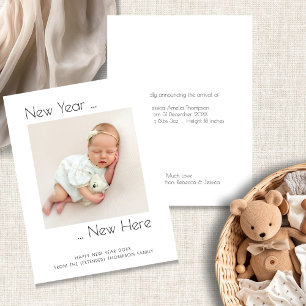 Budget Photo New Year New Here Birth Announcement 