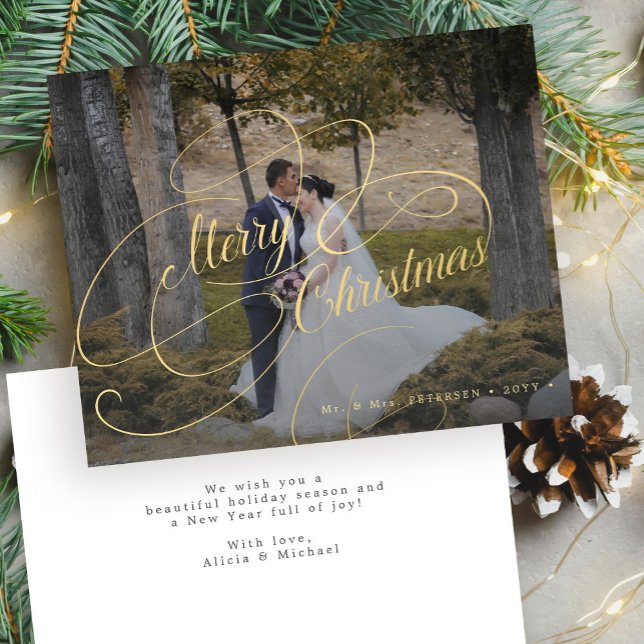 Budget photo newlywed Christmas holiday card (Creator Uploaded)