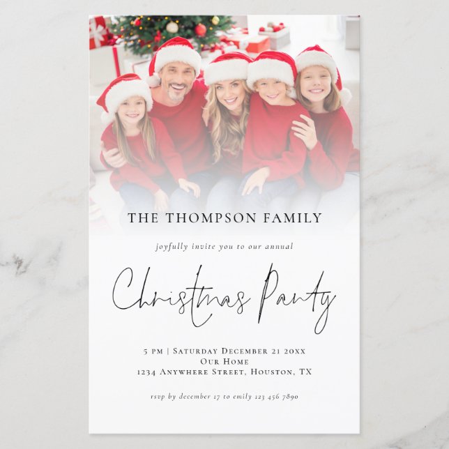 BUDGET Photo Overlay Christmas Party Invitation (Front)