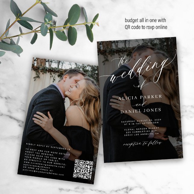 Budget photo overlay QR CODE wedding invitation (Creator Uploaded)