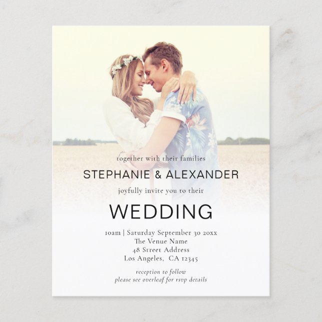 Budget Photo Overlay QR Code Wedding Invite (Front)